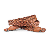 Carrying Strap, flat braided rayon & leather cord