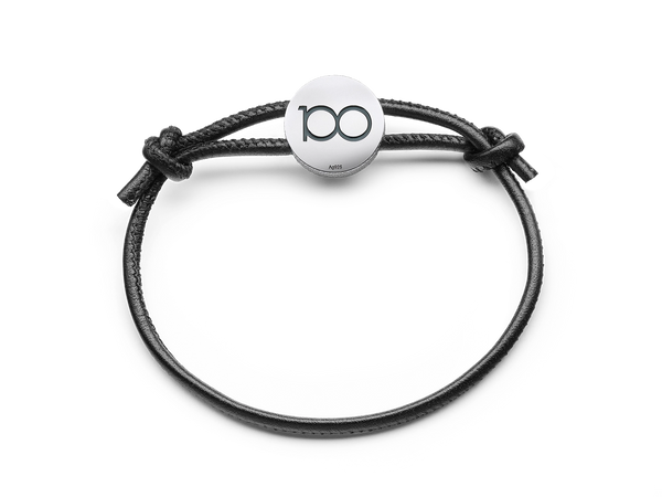 Leica Bracelet with Pendant, leather, black, 100 YEARS OF LEICA