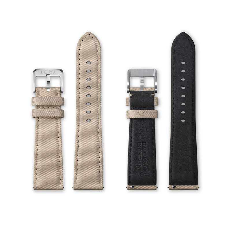 Leica ZM 1/ ZM 2 watch strap Canvas beige, stainless-steel pin buckle