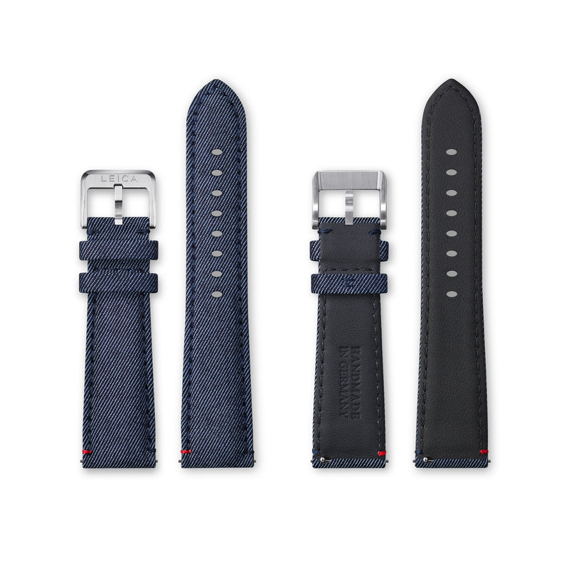 Leica ZM 1/ ZM 2 watch strap Jeans blue, stainless-steel pin buckle