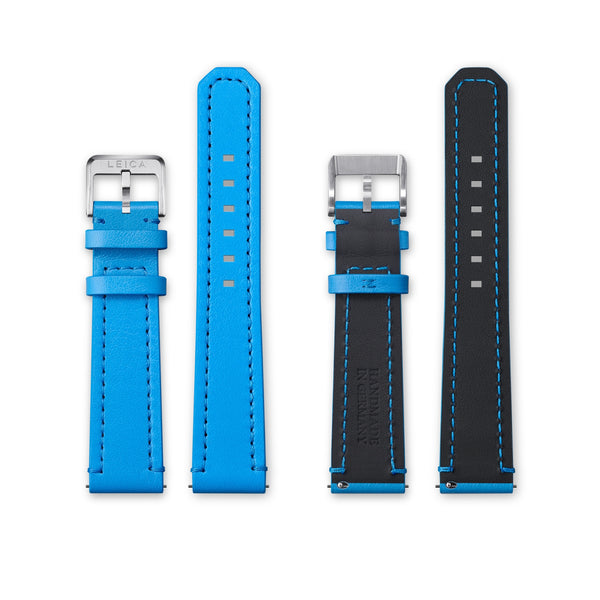 Leica ZM 1/ ZM 2 watch strap calf leather Adria blue, stainless-steel pin buckle