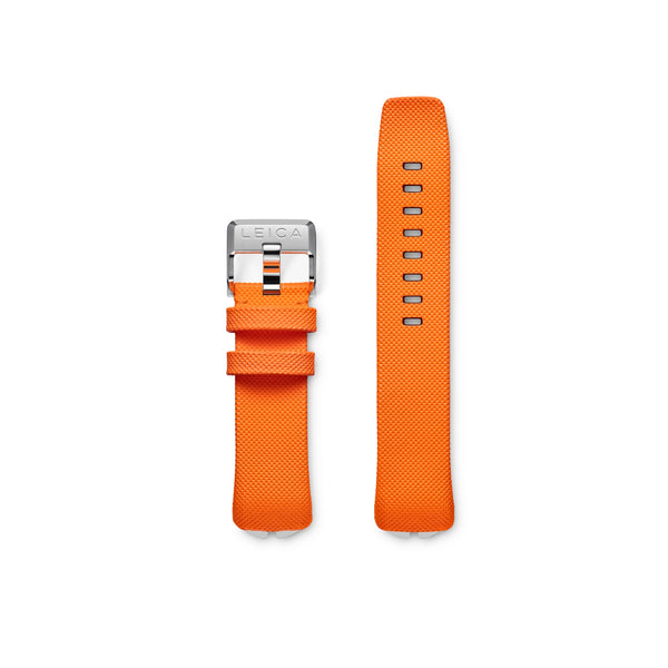 Leica ZM 12 Clous De Paris Strap, Orange, with Mounted Stainless Steel Pin Buckle