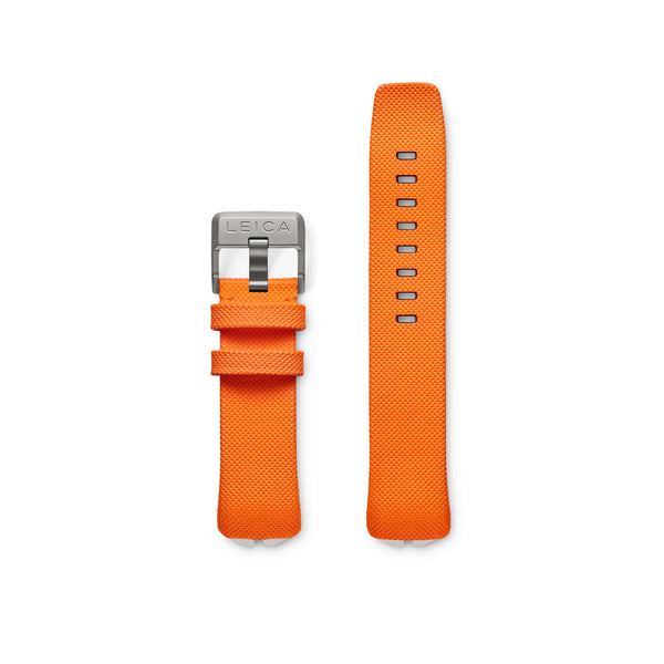 Leica ZM 12 Clous De Paris Strap, Orange, with Mounted Titanium Pin Buckle